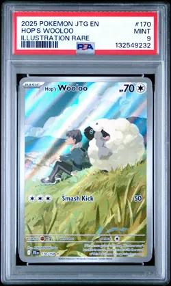2025 POKEMON JTG EN-JOURNEY TOGETHER ILLUSTRATION RARE #170 HOP'S WOOLOO PSA 9 - Image 1
