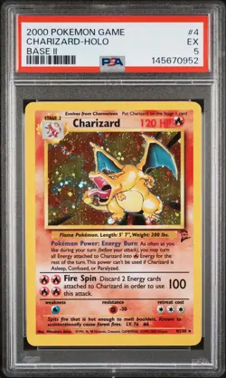 2000 POKEMON BASE SET 2 #4 CHARIZARD-HOLO PSA 5 - Image 1
