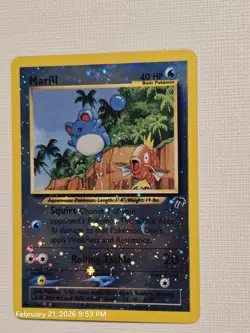 Pokemon Marill 11/18 **SWIRL** Southern Islands Reverse Holo LP - Image 2