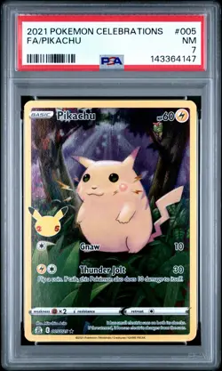 2021 POKEMON CELEBRATIONS #005 FULL ART/PIKACHU PSA 7 - Image 1