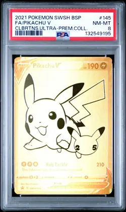 2021 POKEMON SWSH BLACK STAR PROMO #145 FULL ART/PIKACHU V PSA 8 - Image 1