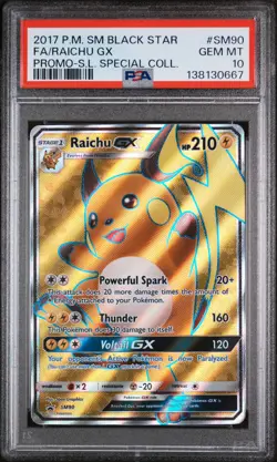 2017 POKEMON SM BLACK STAR PROMO #SM90 FULL ART/RAICHU GX PSA 10 - Image 1