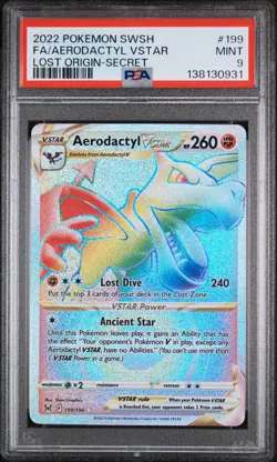 2022 POKEMON SWORD & SHIELD LOST ORIGIN SECRET FULL ART/AERODACTYL VSTAR PSA 9 - Image 1
