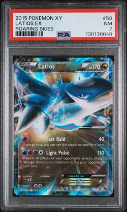 2015 POKEMON XY ROARING SKIES #58 LATIOS EX PSA 7 - Image 1