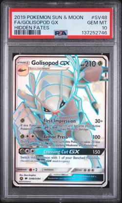 2019 POKEMON SUN & MOON HIDDEN FATES #SV48 FULL ART/GOLISOPOD GX PSA 10 - Image 1