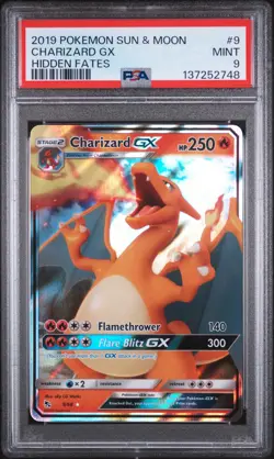 2019 POKEMON SUN & MOON HIDDEN FATES #9 CHARIZARD GX PSA 9 - Image 1