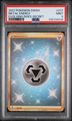 2021 POKEMON SWORD & SHIELD EVOLVING SKIES SECRET #237 METAL ENERGY PSA 9 - Image 1