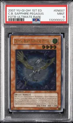 2007 YU-GI-OH! FOTB-FORCE OF THE BREAKER CRYSTAL BEAST SAPPHIRE PEGASUS PSA 9 - Image 1