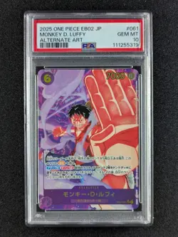 2025 One Piece MONKEY D. LUFFY EB02-061 Anime 25th Collection Alt Art JPN PSA 10 - Image 1
