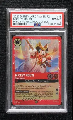 2024 Disney Lorcana - P2 Promos Foil Mickey Mouse Pirate Captain #18/P2 PSA 8 - Image 1