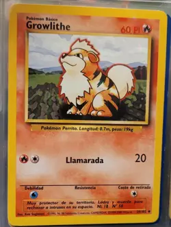 Pokemon Card Growlithe (Spanish) BASE SET 28/102 - Moderately Played Condition - Image 1