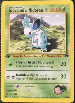 Giovanni's Nidoran F 75/132 Gym Challenge Regular 1st Edition - Pokemon Card - Image 1