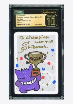 Pokemon CGC 10 PRISTINE AUTO 9 Spare Card Gengar Shibuzoh 2019 Old Maid Japanese - Image 1