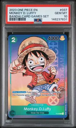 2023 ONE PIECE PROMOS BANDAI CARD GAMES SET #037 MONKEY D. LUFFY PSA 10 - Image 1
