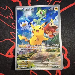 Pikachu 027 Paldea Evolved Black Star Promo Card Damaged - Image 1