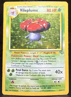 Pokemon Pokemon TCG Vileplume 15/64 Jungle Vintage Holo Rare Card - Image 1