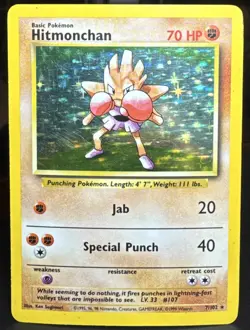 Pokemon Pokemon TCG Hitmonchan 007/102 Base Set Holo Rare Card - Image 1