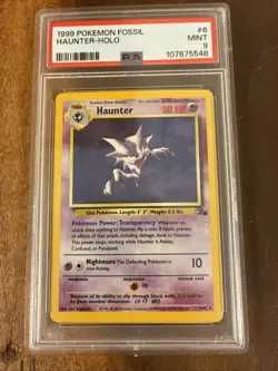 Pokemon TCG Haunter Fossil Holo Card 6/62 PSA 9 Mint - Image 1