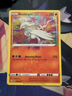 Pokemon TCG Reshiram Shining Fates Holo Card 017/072 Rare, Near Mint - Image 1