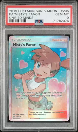 Pokemon 2019 Sun/moon Unified Minds #235/236 Misty's Favor FA English PSA 10 - Image 1