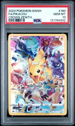 2023 POKEMON SWORD & SHIELD CROWN ZENITH #160 FULL ART/PIKACHU PSA 10 - Image 1