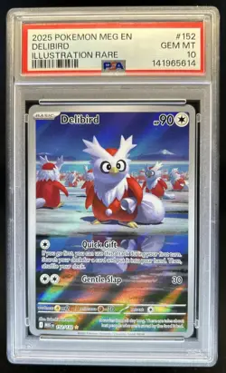 2025 Pokemon Mega Evolution Delibird Illustration Rare #152/132 PSA 10 - Image 1