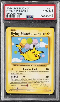 2016 POKEMON XY EVOLUTIONS #110 FLYING PIKACHU PSA 10 - Image 1
