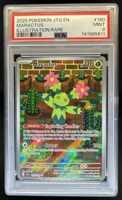 2025 Pokemon Journey Together Maractus Illustration Rare #160/159 PSA 9 - Image 1
