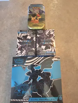 Pokemon Black Bolt ETB and Booster Bundles and acended hero tin - Image 1