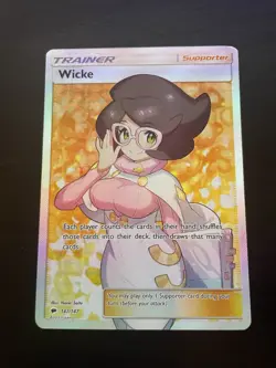 Pokemon Wicke Full Art Ultra Rare Holo Trainer SM-Burning Shadows 147/147 - Image 1