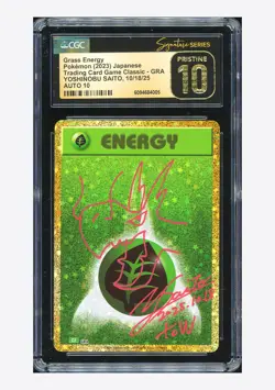 Pokemon CGC 10 PRISTINE AUTO 10 Grass Energy Yoshinobu Saito 2023 #GRA CLF JPN - Image 1