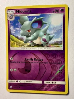 Pokemon TCG Nidorina 55/181 SM Team Up Reverse Holo Uncommon VLP - Image 1