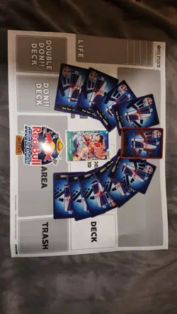 One Piece Red Bull Don Set, Promo Luffy, Sticker, and Paper Mat - Image 4
