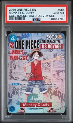 2026 ONE PIECE PROMOS COLLEGE BASKETBALL : US VOYAGE MONKEY D. LUFFY PSA 10 - Image 1