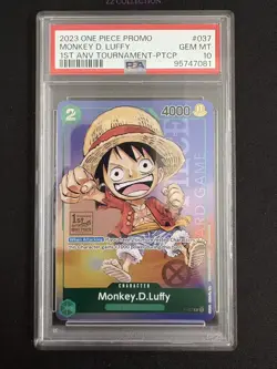 2023 One Piece EN Monkey D. Luffy P-037 1st Anniversary Tournament #4 PSA10 -WZY - Image 1