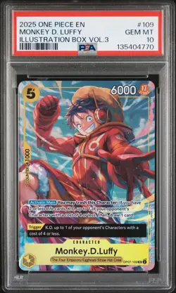 2025 ONE PIECE PROMOS ILLUSTRATION BOX VOL.3 #109 MONKEY D. LUFFY PSA 10 - Image 1
