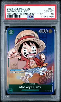 2023 ONE PIECE PROMOS 1ST ANV TOURNAMENT-PARTICIPATION MONKEY D. LUFFY PSA 10 - Image 1