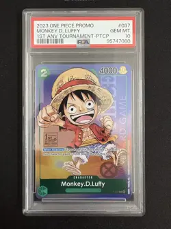 2023 One Piece EN Monkey D. Luffy P-037 1st Anniversary Tournament #3 PSA10 -WZY - Image 1