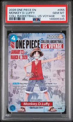 2026 ONE PIECE PROMOS COLLEGE BASKETBALL : US VOYAGE MONKEY D. LUFFY PSA 10 - Image 1