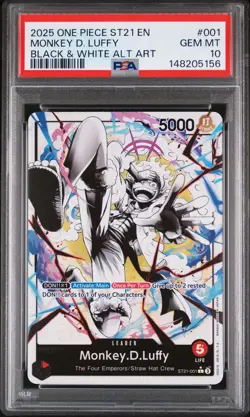 2025 ONE PIECE STARTER DECK ST21-EX GEAR 5 BLK/WHITE AA MONKEY D. LUFFY PSA 10 - Image 1