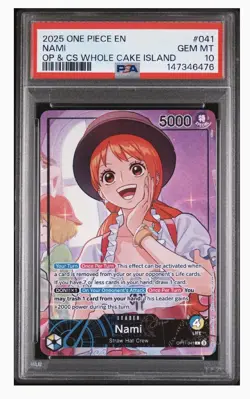 2025 ONE PIECE PROMO SET -WHOLE CAKE ISLAND ARC #041 NAMI PSA 10 💎! - Image 1
