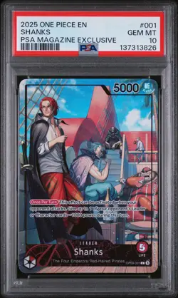 2025 ONE PIECE PROMOS PSA MAGAZINE EXCLUSIVE #001 SHANKS PSA 10 - Image 1