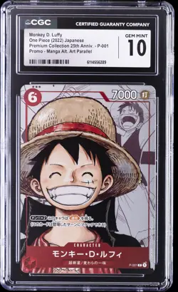 2022 ONE PIECE JPN PREMIUM 25TH ANNIVERSARY #P-001 MONKEY D. LUFFY CGC 10 - Image 1
