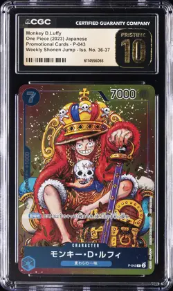 2023 ONE PIECE JAPANESE WEEKLY SHONEN JUMP #P-043 MONKEY D LUFFY CGC 10 PRISTINE - Image 1