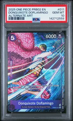 2025 ONE PIECE PRB02-ALTERNATE ART #011 DONQUIXOTE DOFLAMINGO PSA 10 - Image 1