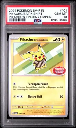 2024 POKEMON INDONESIA SV-P PIKACHU/BATIK SHIRT 101/SV-P PSA 10 - Image 1