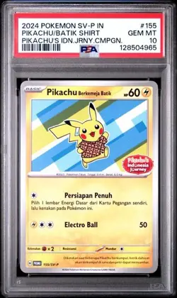 2024 POKEMON INDONESIA SV-P PIKACHU/BATIK SHIRT 155/SV-P PSA 10 - Image 1