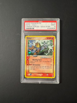 2005 Pokemon Entei Holo EX Unseen Forces Gold Star #113 PSA 9 - Image 1