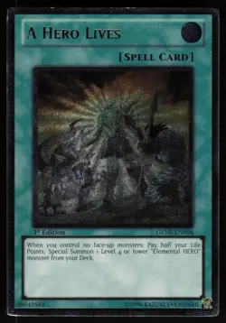 A Hero Lives (UTR) GENF-EN098 Ultimate Rare 1st Edition Yu-Gi-Oh - Image 1