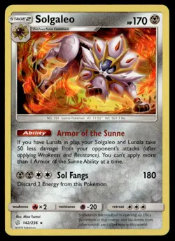 Solgaleo 142/236 SM - Cosmic Eclipse Holo Rare English Pokemon Card - Image 1